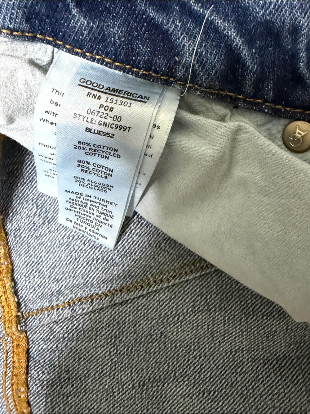 Good American Size 16 90s High Rise Rigid Straight Leg Jeans Blue - Picture 3 of 5